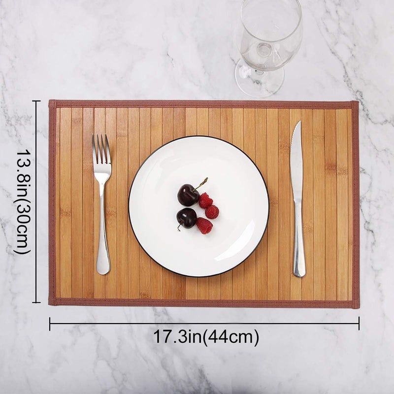 MARSCOOL Placemats Set of 4 for Dining Table, Bamboo Place Mats for Kitchen Table Decor, Table Mats Heat Resistant & Non-Slip for Indoor/Outdoor Party, Table Placemats Set of 4 for Dinner Table Yellow - Image 1